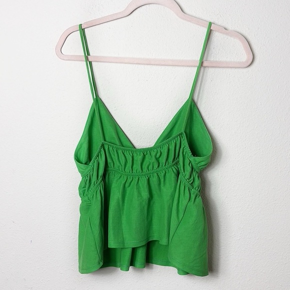 Zara Ruched Spaghetti Straps Tank Top green size M - Picture 3 of 8